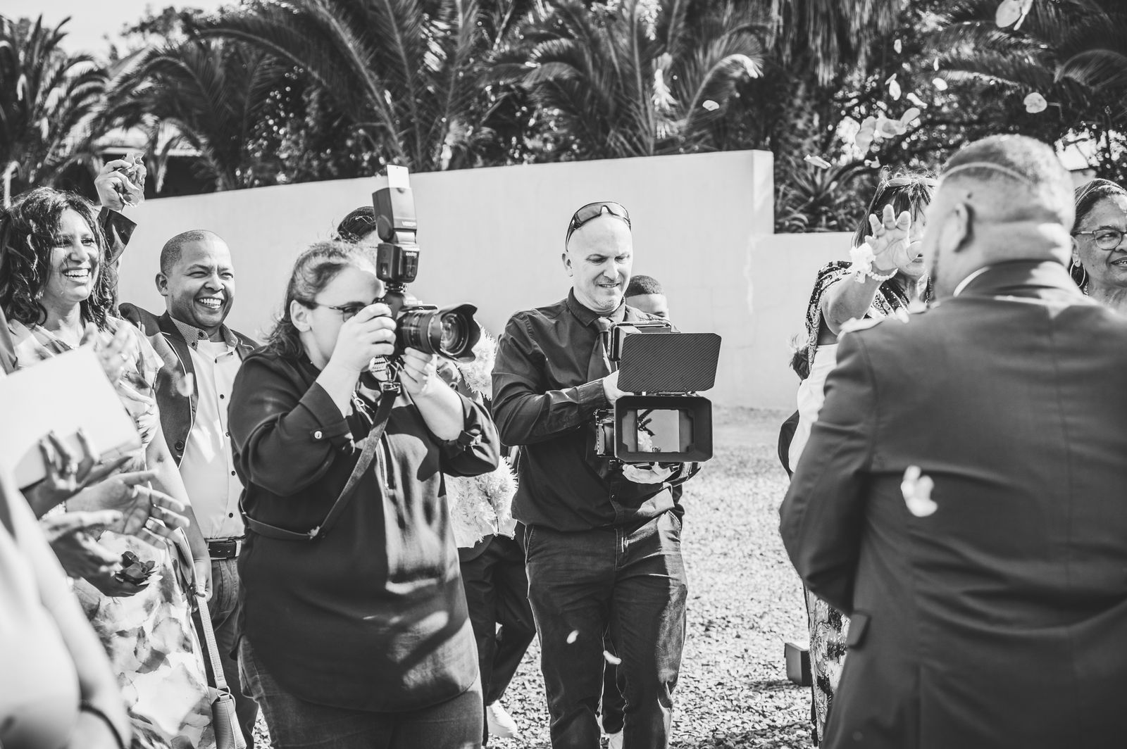 Behind the scenes on a wedding shoot